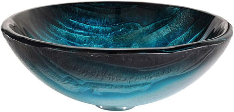 Nature Series Round Blue Glass Vessel Bathroom Sink, 17 inch GV-399-19mm