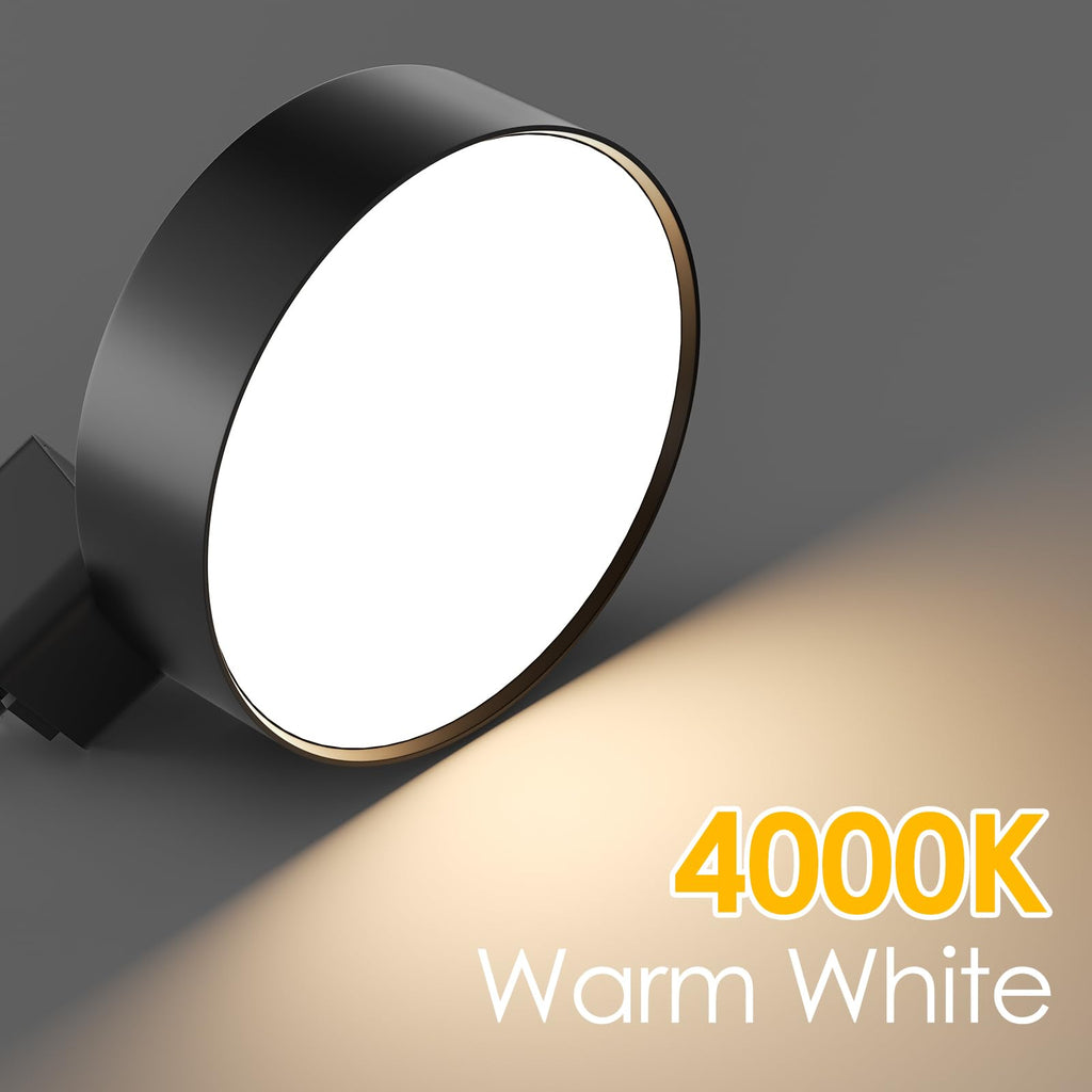 Diffuse LED Track Lighting Heads H Type, 12W 4000K, 4 Pack Black