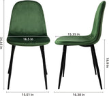 CangLong Modern Velvet Chairs with Metal Legs for Living, Bedroom, Restaurant, Dining Room, Set of 2, Dark Green