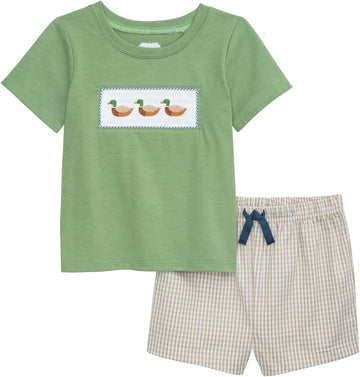 Toddler Boy Smocked Duck Short Set