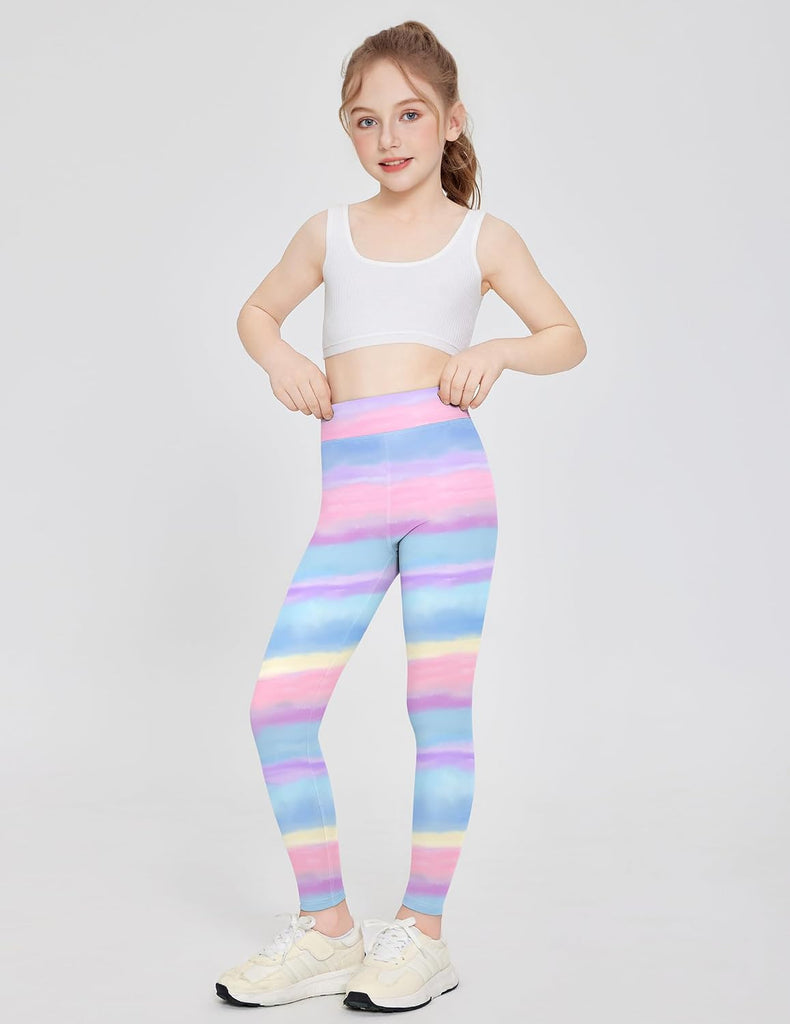 Girls Athletic Leggings Kids High Waisted Dance Workout Yoga Pants