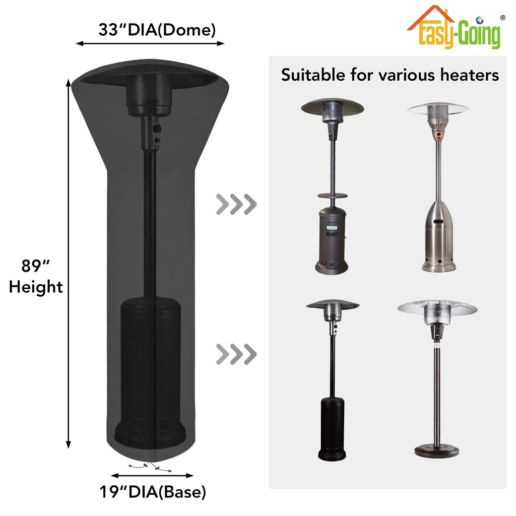 Patio Heater Cover, 89"H x 33"D x 19"B, Black