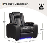 Power Home Theater Seating Set of 2, PU Leather Electric Recliner Chair with Powered Headrest, Dual Motors Movie Reclining Chairs with LED Lights,USB Port, Cup Holders, Hidden Arm Storage (Black) A120-B0D3TWJXJ6