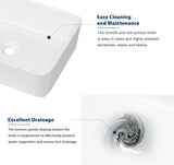 Sarlai Vessel Sink Rectangular - 19"x15" White Bathroom Sink Rectangle Above Counter Porcelain Ceramic Bathroom Vessel