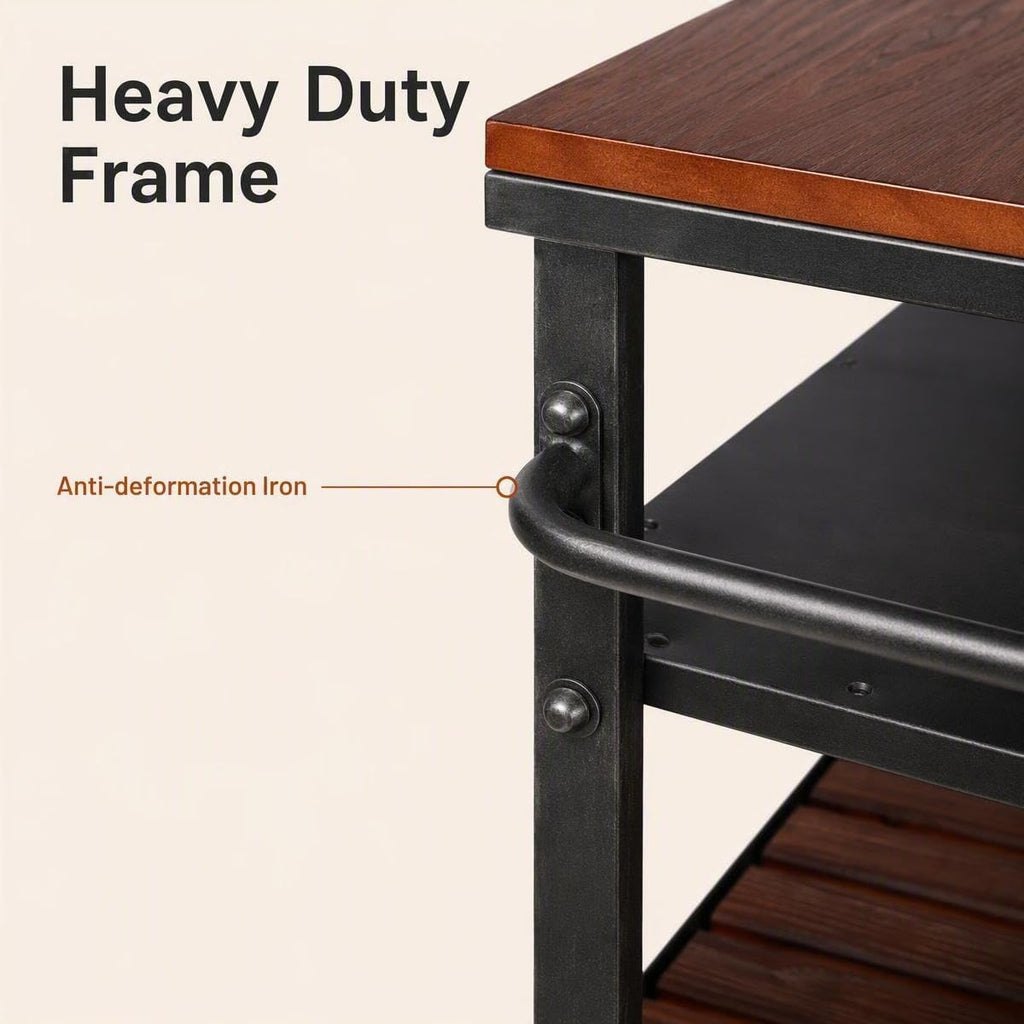 Rolling Bar Cart with Handle [3 Tier] Home Kitchen Microwave Cart Island On Wheels, Mobile Serving Cart Beverage