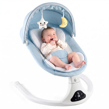 Electric Baby Swing with Remote Control,5 Speeds&Portable&Cozy(0,Blue)