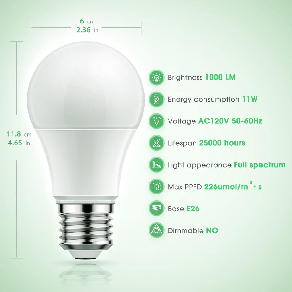 2 Pack Basic Grow Light Bulbs & 2 Pack Smart Grow Light Bulbs