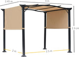 8' x 10' Retractable Pergola Canopy Steel Frame Polyester Fabric Gazebo with Retractable Canopy Shade Awning