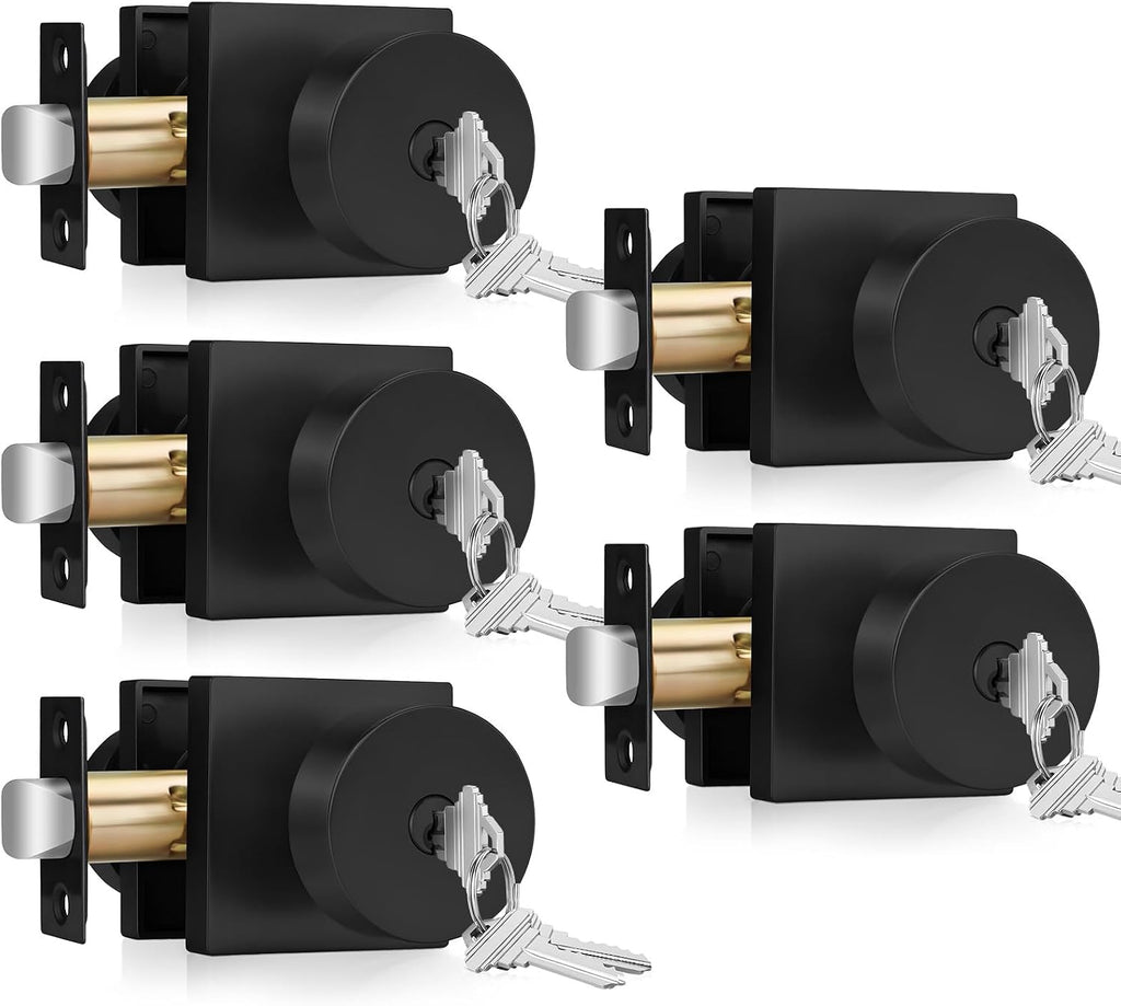 Entry Door Knob with Lock and Key - Zinc Alloy Matte Black Front Door Lockset or Interior Use