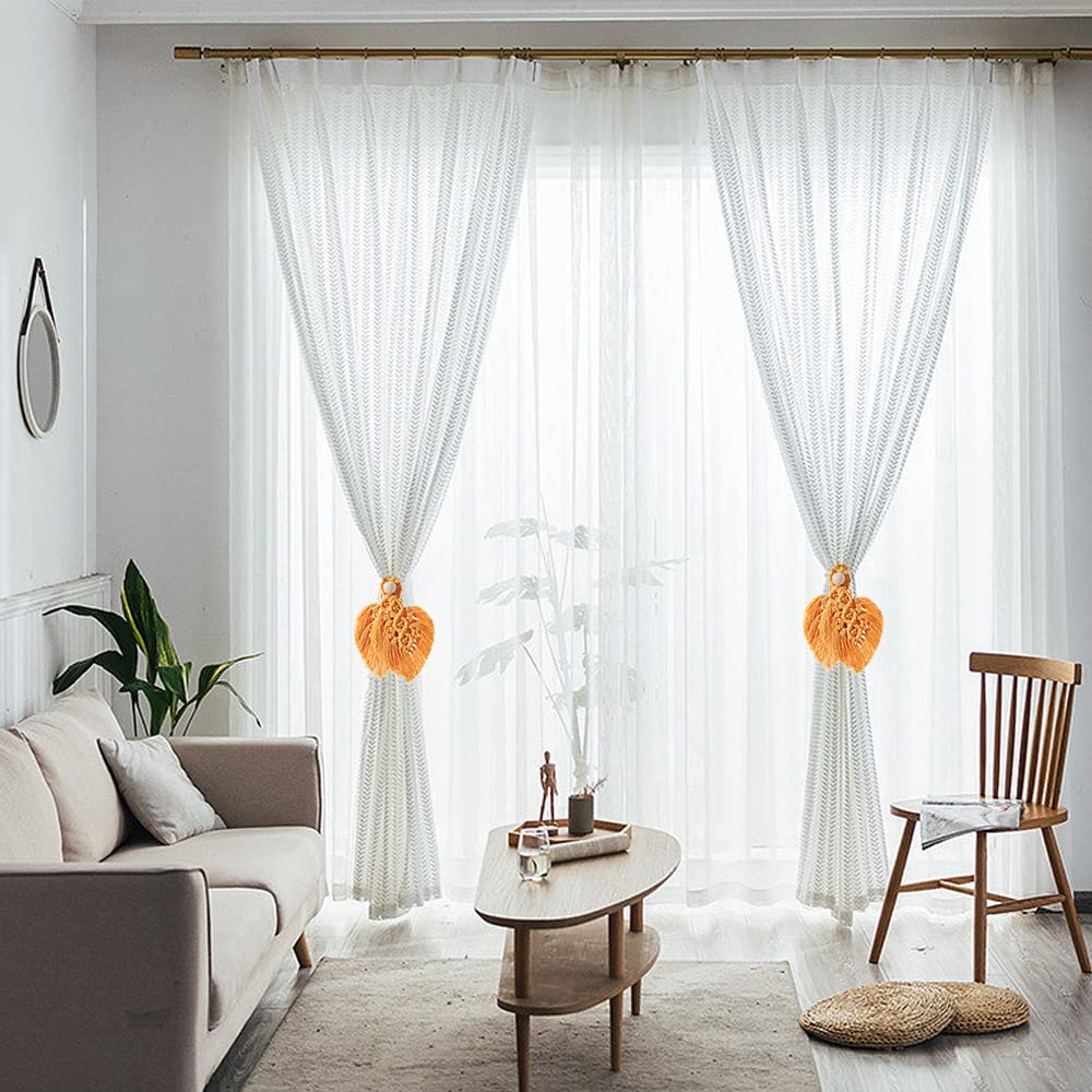 Boho Curtain Tiebacks, Orange - 2 Pack