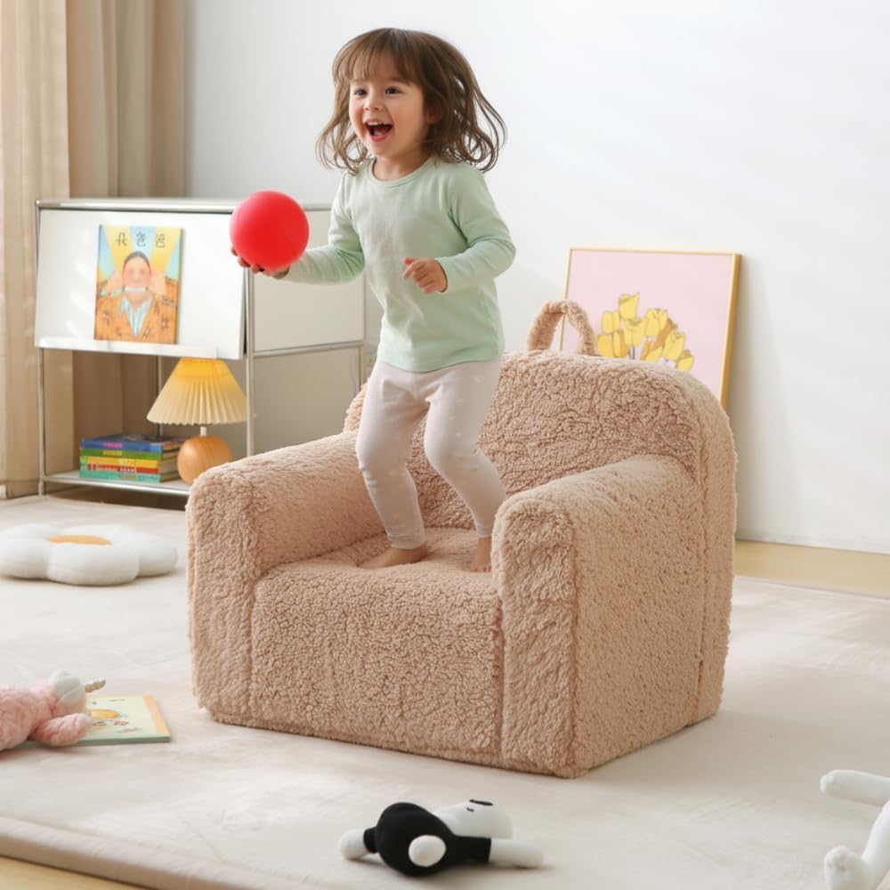 Kids Chair Comfy, Portable Children Armchair for Reading Playing, Khaki