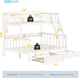 Solid Wood Bunk Bed with Charging Station and LED Lights Detachable Bunk Bed Twin Over Twin with 2 Storage Drawers