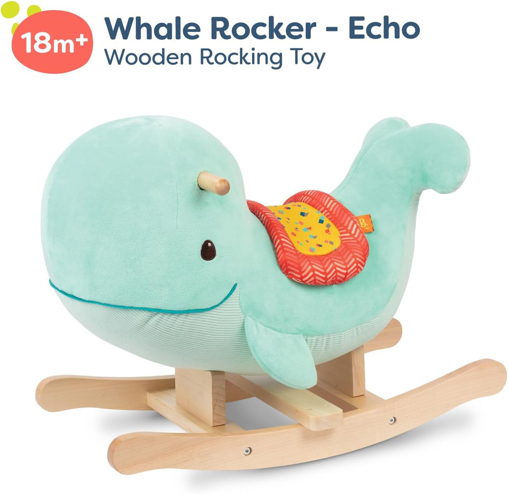 Whale Rocker Echo, Wooden Ride-On Toddler Rocking Whale, Soft Toys