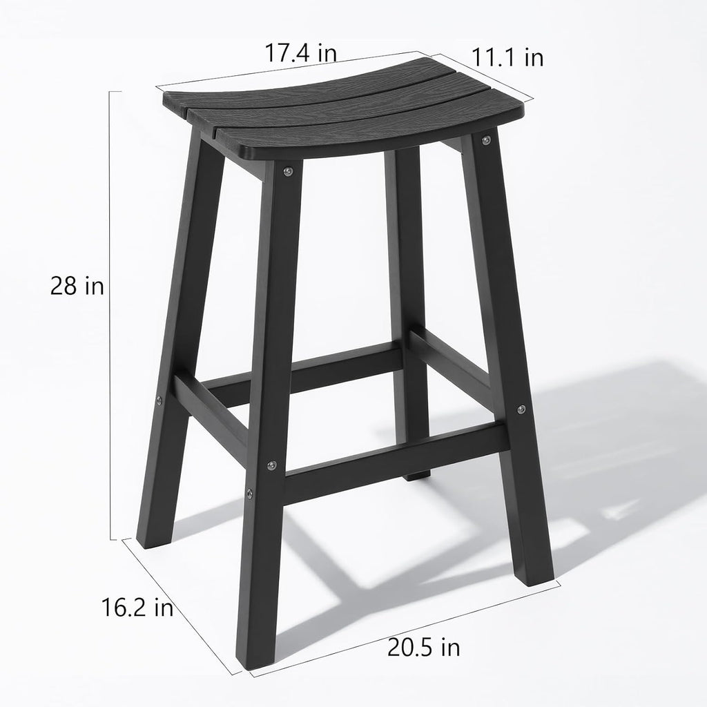 All-Weather Bar Stools Set of 2, 28" Outdoor Barstools with 400 lbs Capacity, Low Maintenance HIPS Patio Furniture
