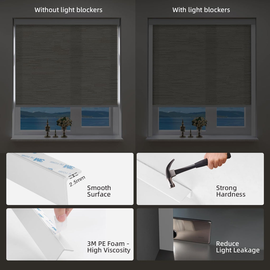 Motorized Light Filtering Blinds with Remote Light Khaki