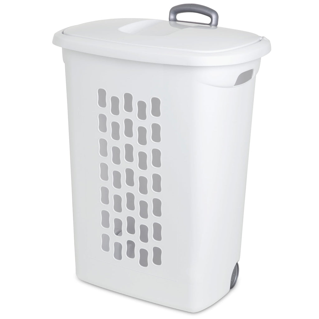 Ultra Wheeled Hamper, Laundry Basket w/ Flip-Top Lid, 3-Pack, White