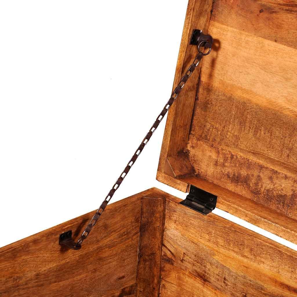 Handmade Cubic Storage Chest, Rustic Mango Wood Organizer Box, Decorative Wooden Trunk , and Entryway, 18-Inch Square