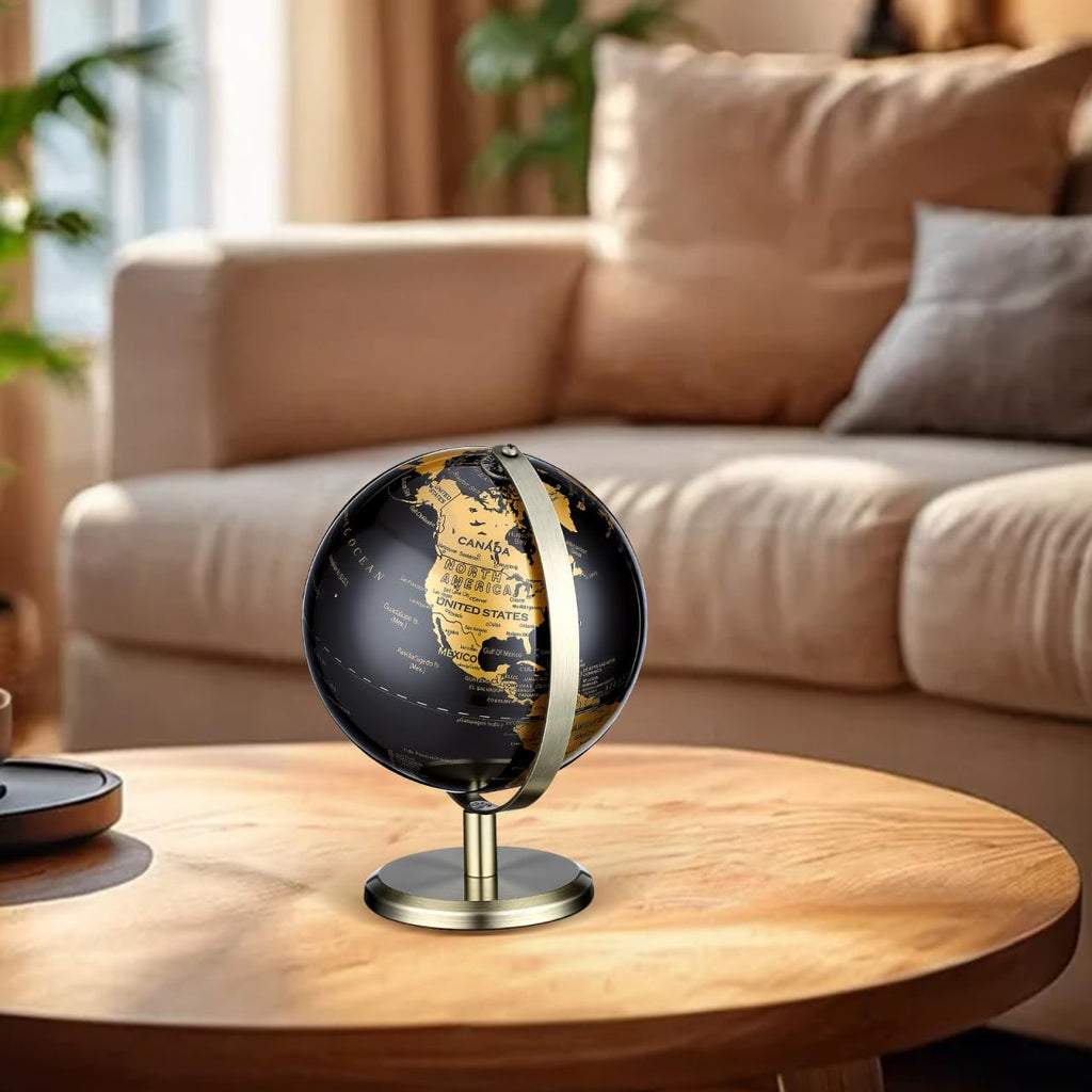 Antique Globe Ornament Rotating World Globe Desktop Decor Elegant Geography Table Decoration and Office Vintage Desk