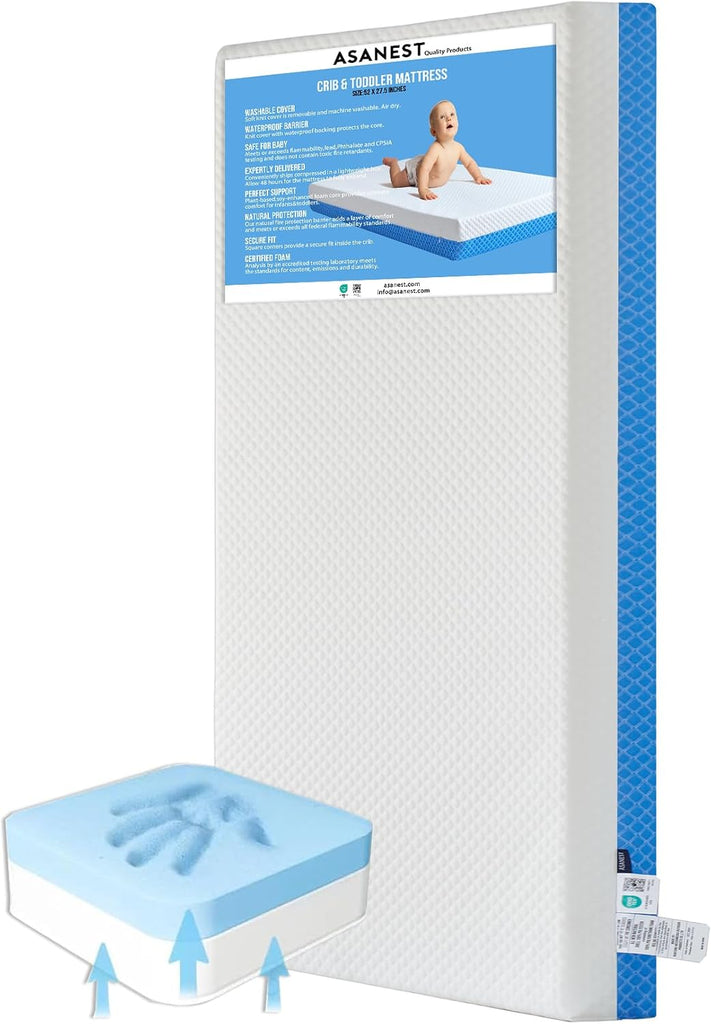 Dual Sided Comfort Gel Memory Foam Breathable Baby Bed Mattress for Crib, Premium for Infant and Toddler with