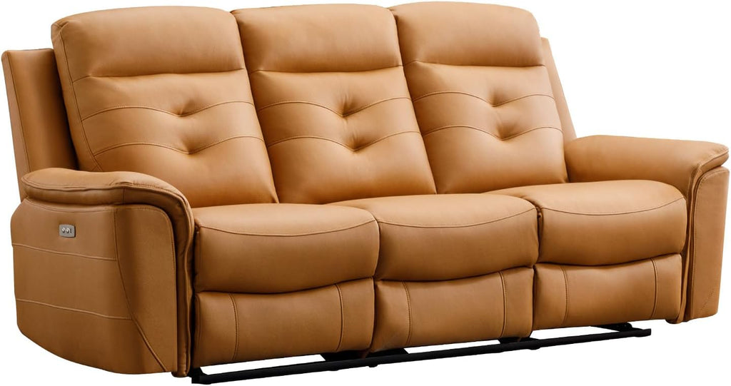 Power Recliner Sofa Couch, Breathable Faux Leather Reclining Couches with USB Charging Port, Overstuffed Armrest and