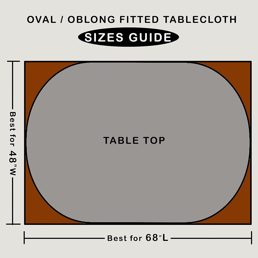Oval Vinyl Fitted Tablecloth with Flannel Backing Elastic Table Cloth Waterproof Oil-Proof Plastic Table Cover Best