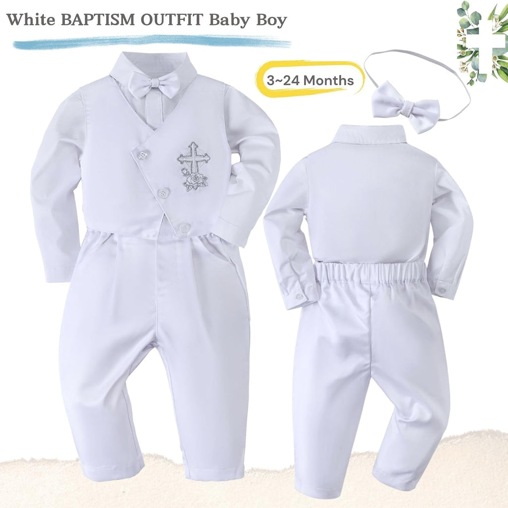 Christening Baptism Outfits for Boys Formal Dress White Baby Suit