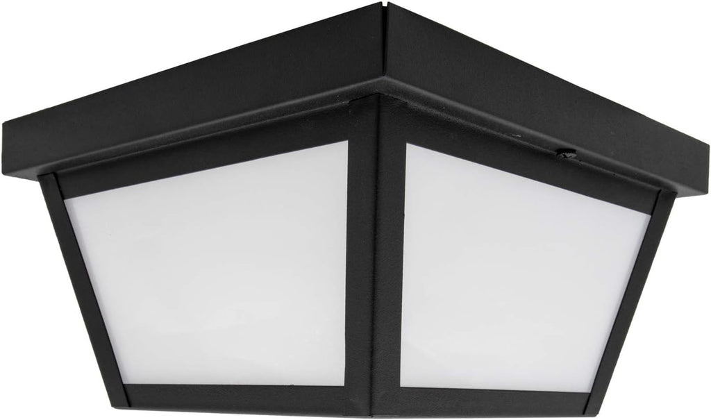 9" Black LED Outdoor Porch Ceiling Light Fixture, 1000 Lumens 3000K | Frosted Lens, 3000K Warm White, Wet Rated
