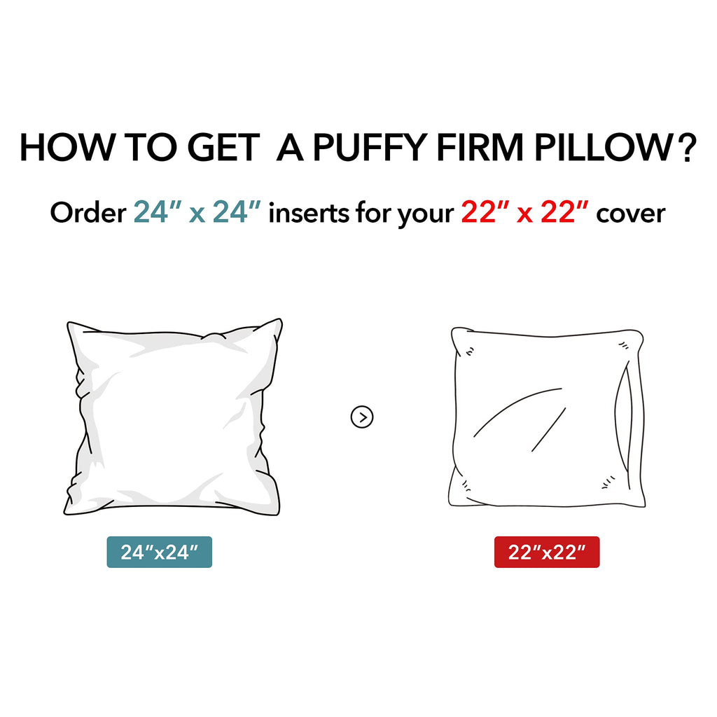 Waterproof Outdoor Pillow Inserts 24 x 24 Set of 2, Square Pillows