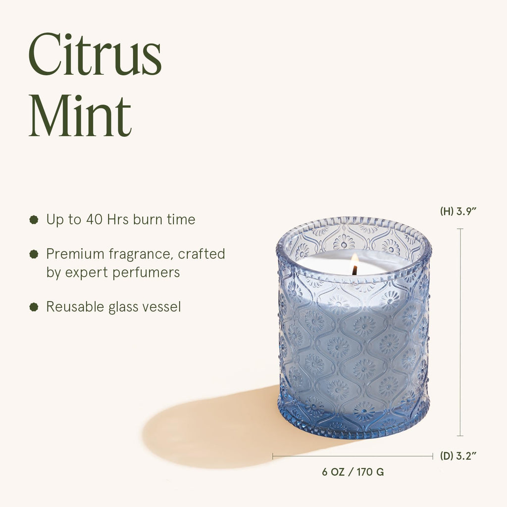 Mint Scented Candles, Natural Soy Wax, 40 Hrs