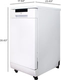 SD-9263WA 18″ Wide Portable Dishwasher with, 6 Wash Programs, 8 Place Settings and Stainless Steel Tub - White