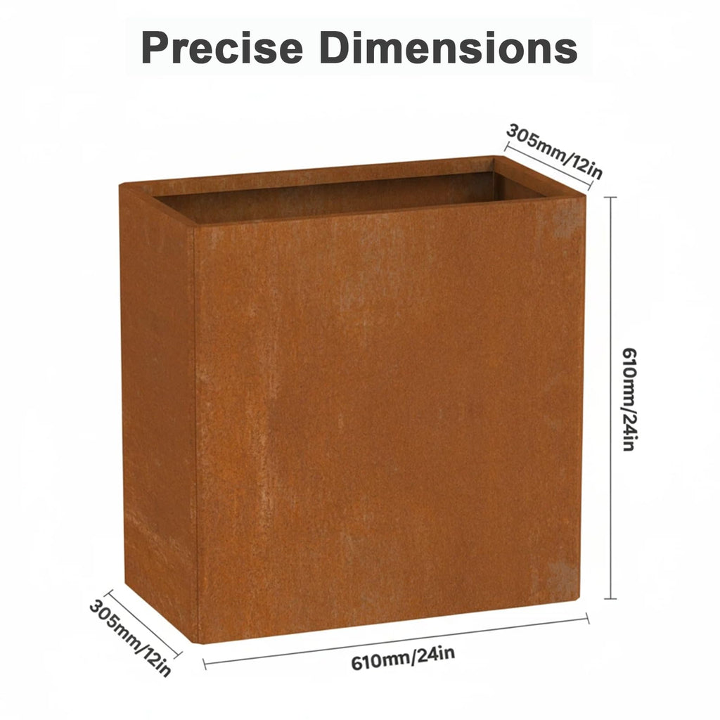 Corten Steel Planters - 24X12X24 inch Pre-Rust