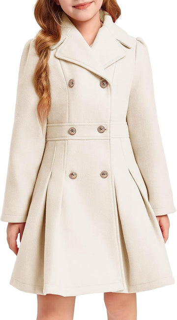 Girls Winter Dress Coat Butron Peacoat Double Breasted Ourwear