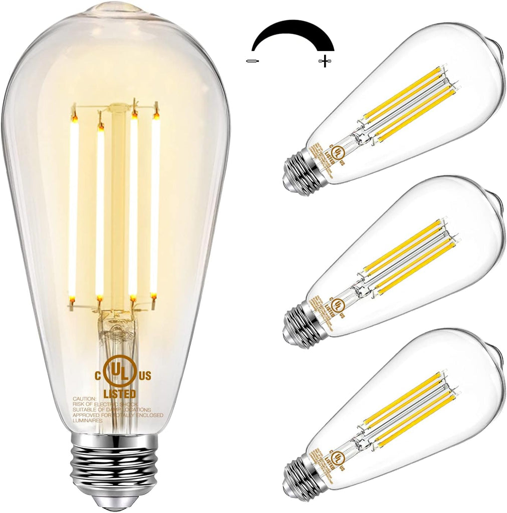4 Pack Vintage LED Edison Bulbs, E26 Led Bulb 60W Equivalent, Dimmable Led Light Bulbs, High Brightness 800 LM Warm