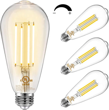 4 Pack Vintage LED Edison Bulbs, E26 Led Bulb 60W Equivalent, Dimmable Led Light Bulbs, High Brightness 800 LM Warm