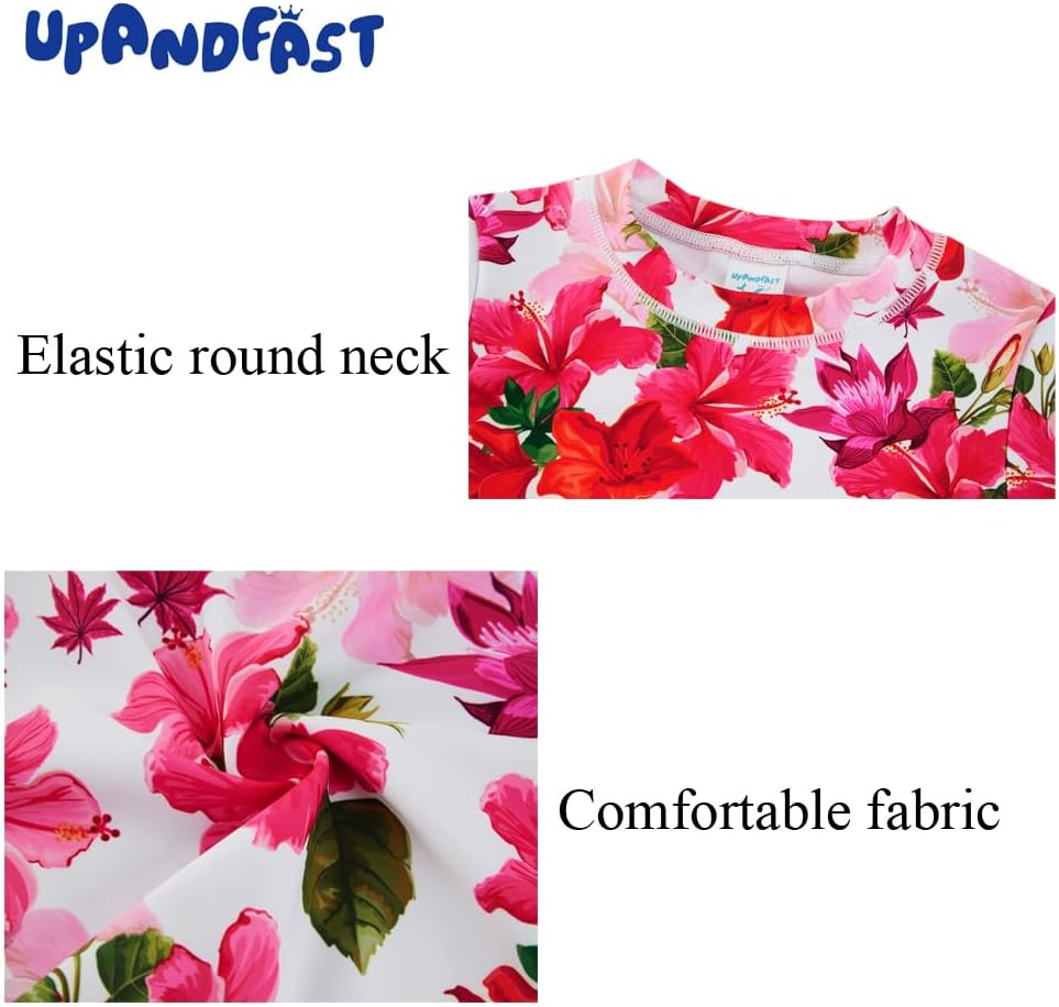 Girls Rash Guard Set Long Sleeve Two Piece Swimsuit with UPF 50+ Sun Protection for Girls