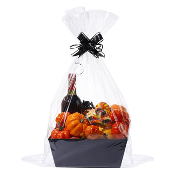 6 Set Halloween Black Gift Baskets Empty Kit to Fill, Sturdy Kraft