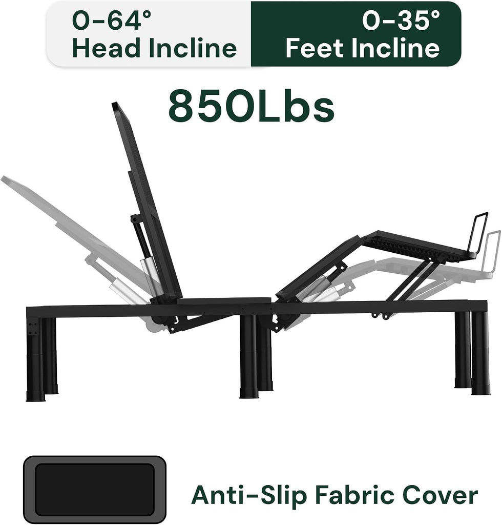 California King Adjustable Bed Frame with Wireless Remote, Zero Gravity, Head & Foot Incline, Anti-Snore, Memory