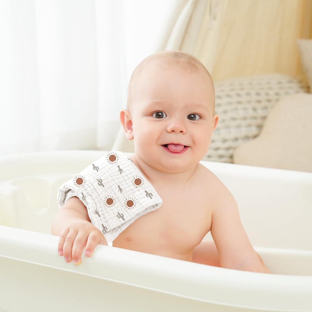 Muslin Burp Cloths 100% Cotton Cloths Baby Burp Cloths Muslin Washcloths Ultra-Absorbent Soft Baby Face Towel Burping