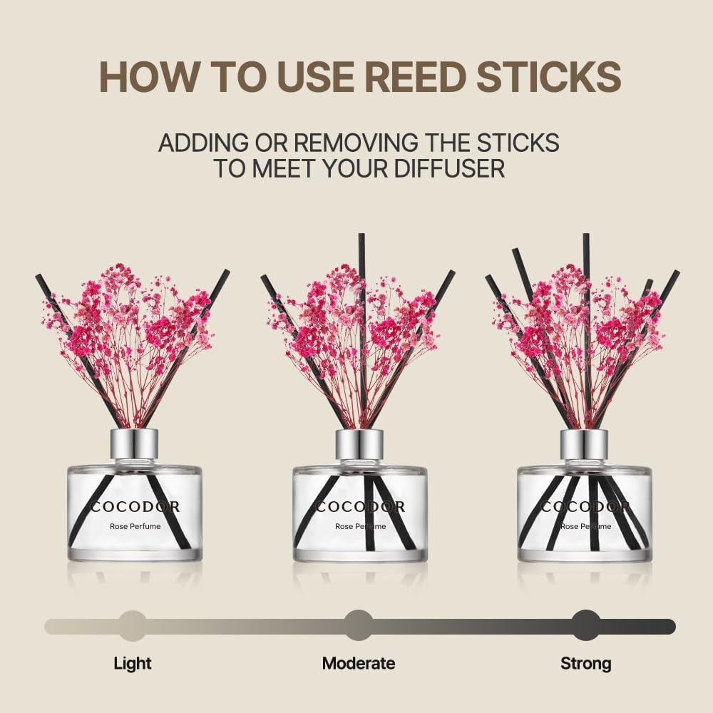 Flower Reed Diffuser Set / 6.7oz / Cashmere Vanilla/Scent Diffuser with Sticks Home Fragrance Reed Diffuser
