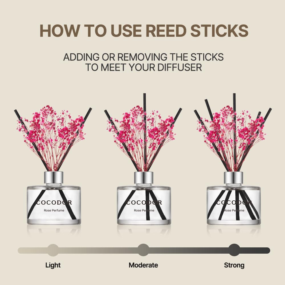 Preserved Real Flower Reed Diffuser/Cashmere Vanilla / 6.7oz(200ml) / 2 Pack/Reed Diffuser Set, Oil Diffuser & Reed