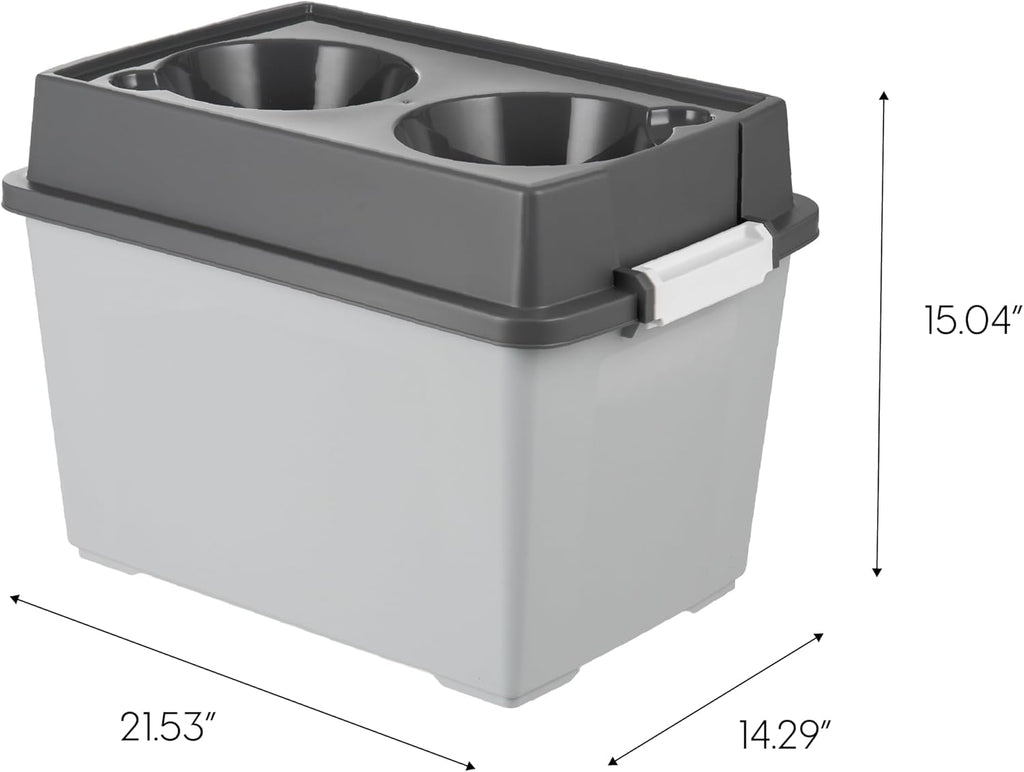 USA Elevated Dog Bowls 15" H, up to 47 lb Storage, Gray/Dark Gray