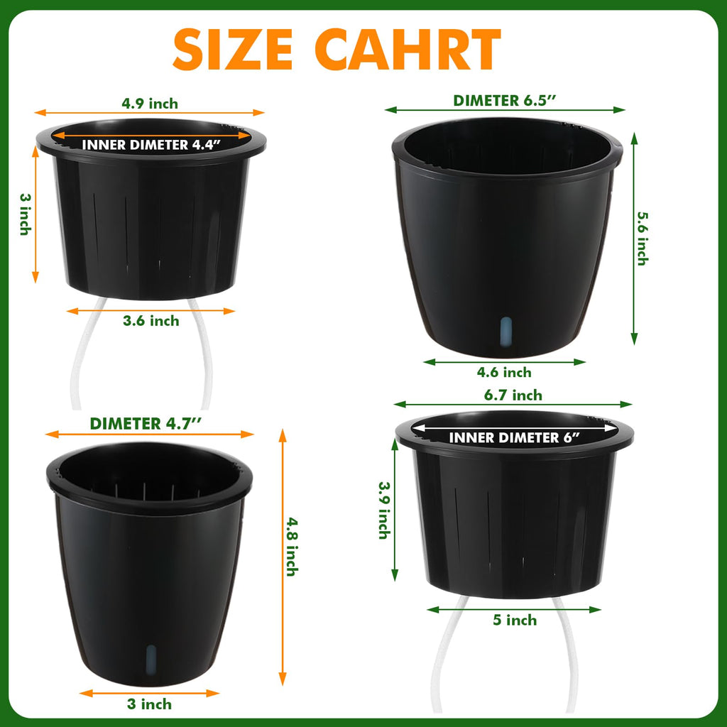 5/6.7 Inch Self Watering Pots for Indoor Plants, 8 Packs Self Watering Planters for Orchid, Spider Plant, Devil's Ivy