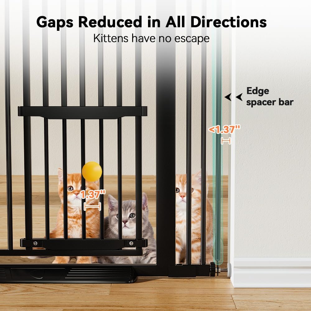 71" Extra Tall Pet Gate, 29.5-40.6" Wide with Adjustable Cat Door