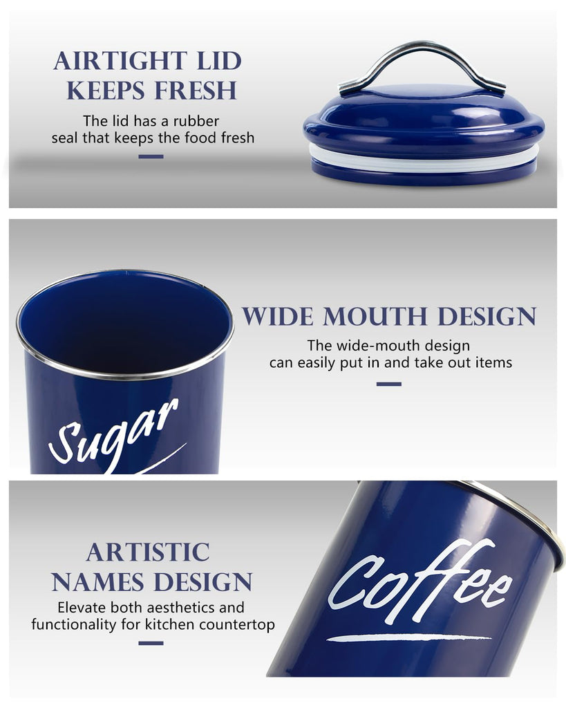 Kitchen Canisters Sets for Countertop-Set of 4, Navy Blue