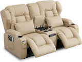 SAMERY 65.5" RV Loveseat Recliner Double Recliner RV Sofa & Console | Wall Hugger Loveseat Reclining RV | RV Theater
