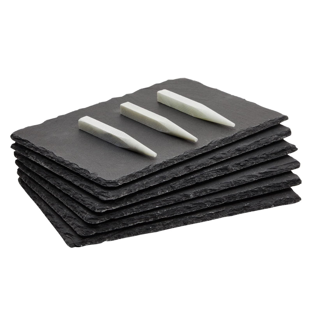 Mini Charcuterie Boards - 6-Pack, 6 x 8.75 in, Black Slate - Slate Charcuterie Boards & Cheese Platter for Sushi &