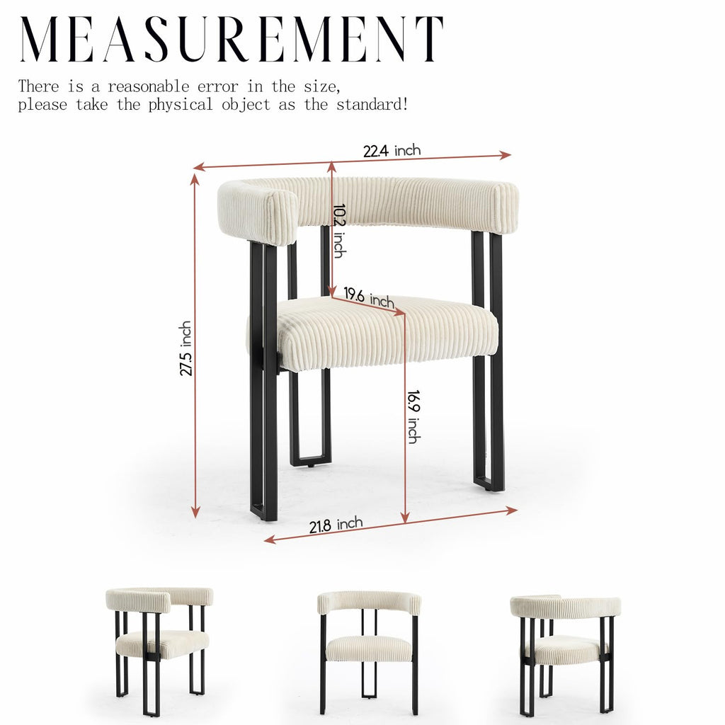 Modern Corduroy Dining Chairs Set of 6 with Metal Legs, Comfy Accent Dining Room Chairs Upholstered Kitchen Side