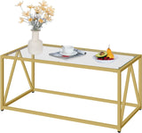 Glass Coffee Table, Gold Coffee Tables, Gold Glass Coffee Table,1 Layer Center Table, Modern, 39.4 x 19.7 x ...