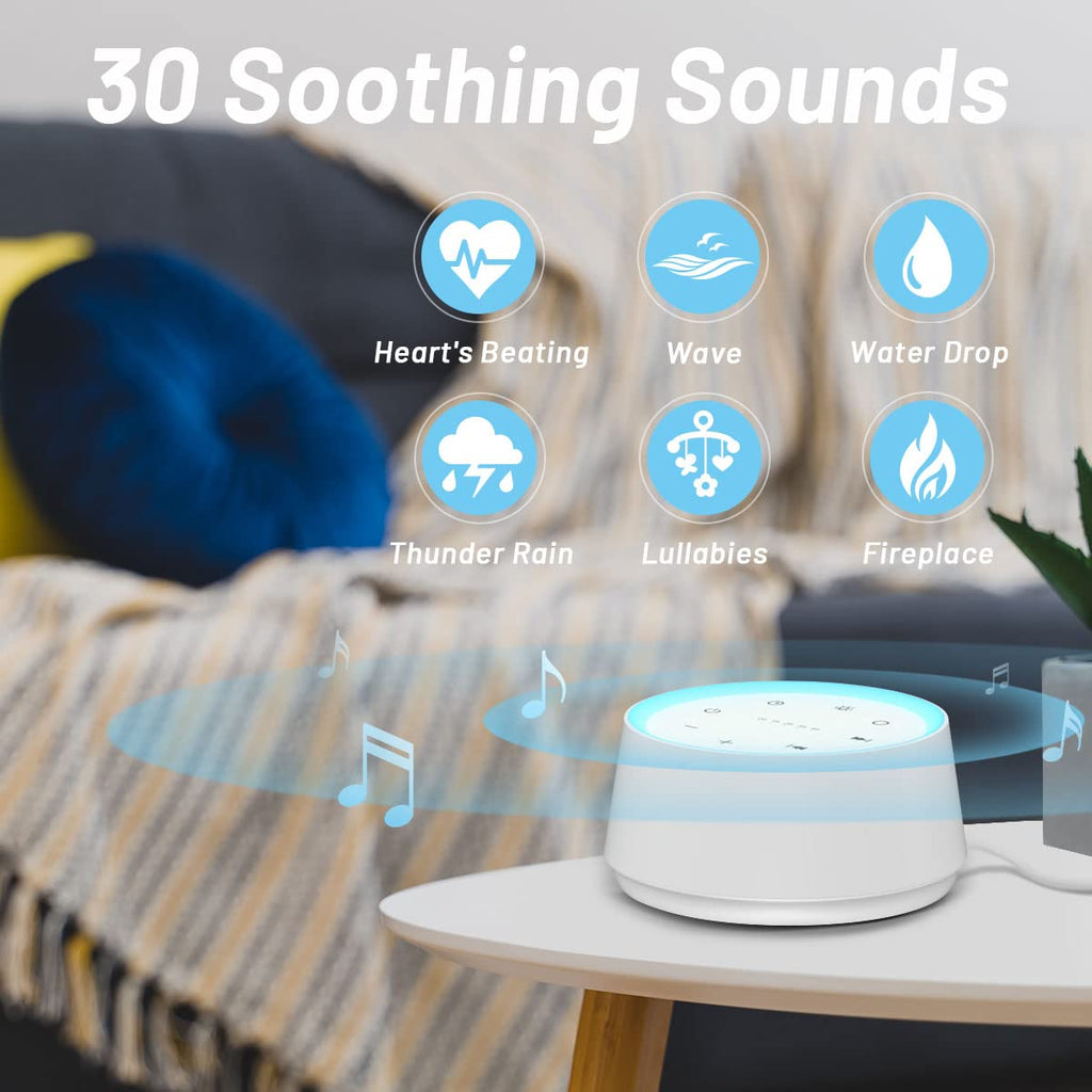 Sleep Sound Machine White Noise Machines with 30 Sounds, 12 Adjustable Night Light 10 Adjustment Brightness 32 Levels of