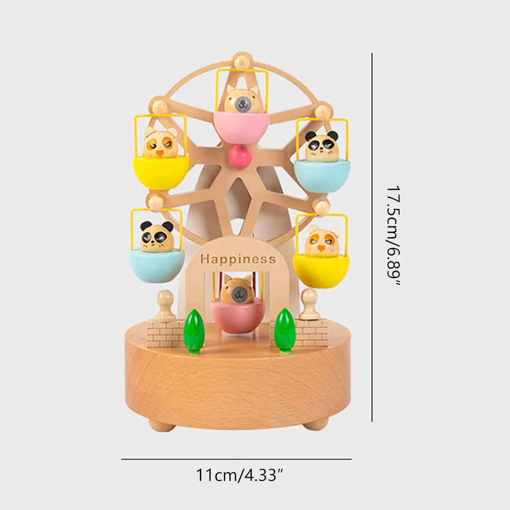 Windmill Music Box Ferris Wheel Carousel Wooden Ferris Wheel Music Box Wind Up Mechanism Rotating Ferris Wheel Music